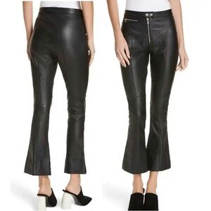 Cinq a Sept Marcelle Leather cropped flare pants size 4